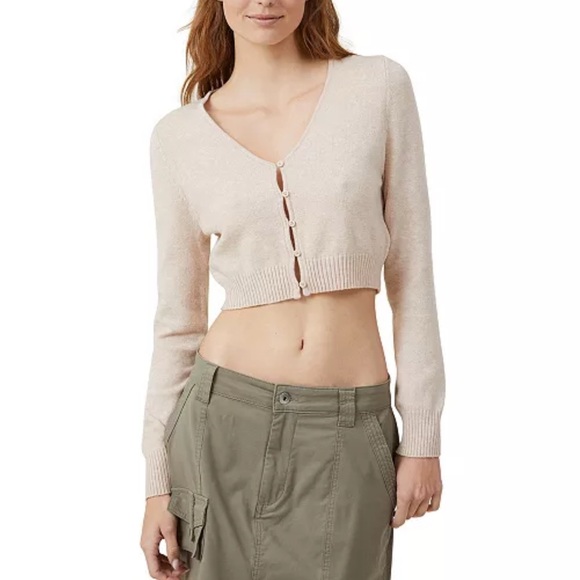 Women's Everfine Crop V-neck Button Cardigan Top - Picture 1 of 9